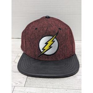 The Flash Faux Leather Hat Cap Baseball DC Comics Red Black One Size Fits Most